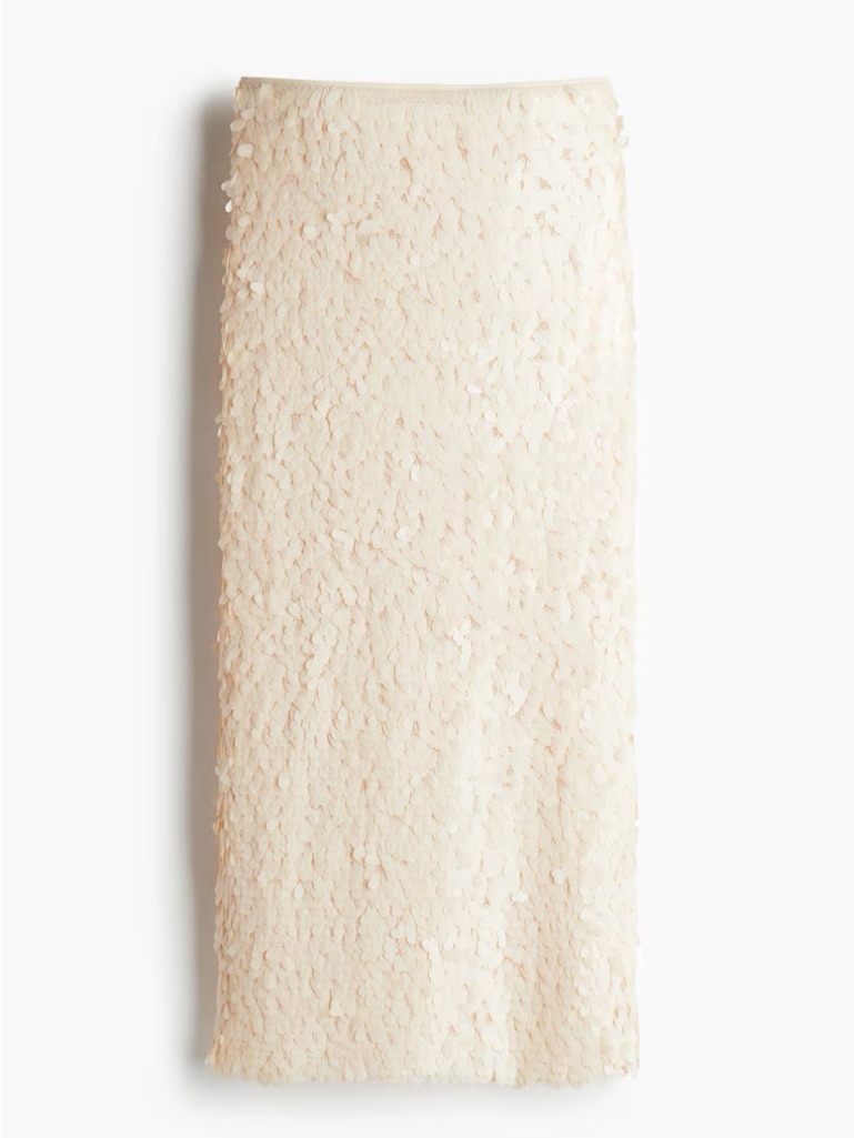 H&M Ivory Sequin Maxi Skirt